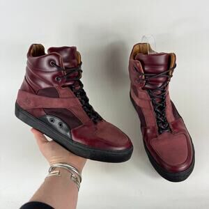 John Fluevog Run Wild Boots Men's 9 Burgundy Leather Lace Up Ankle Outdoor